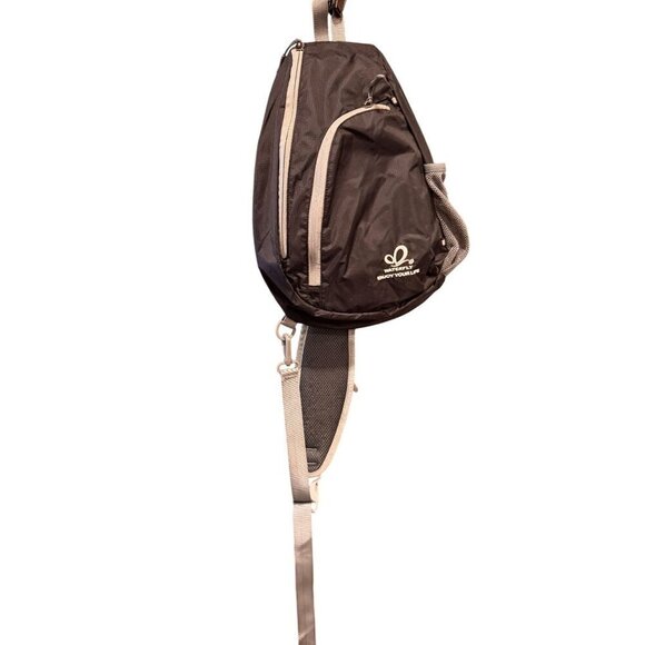 Waterfly Black Sling Backpack Travel Hiking Chest Bag Daypack - Picture 2 of 12